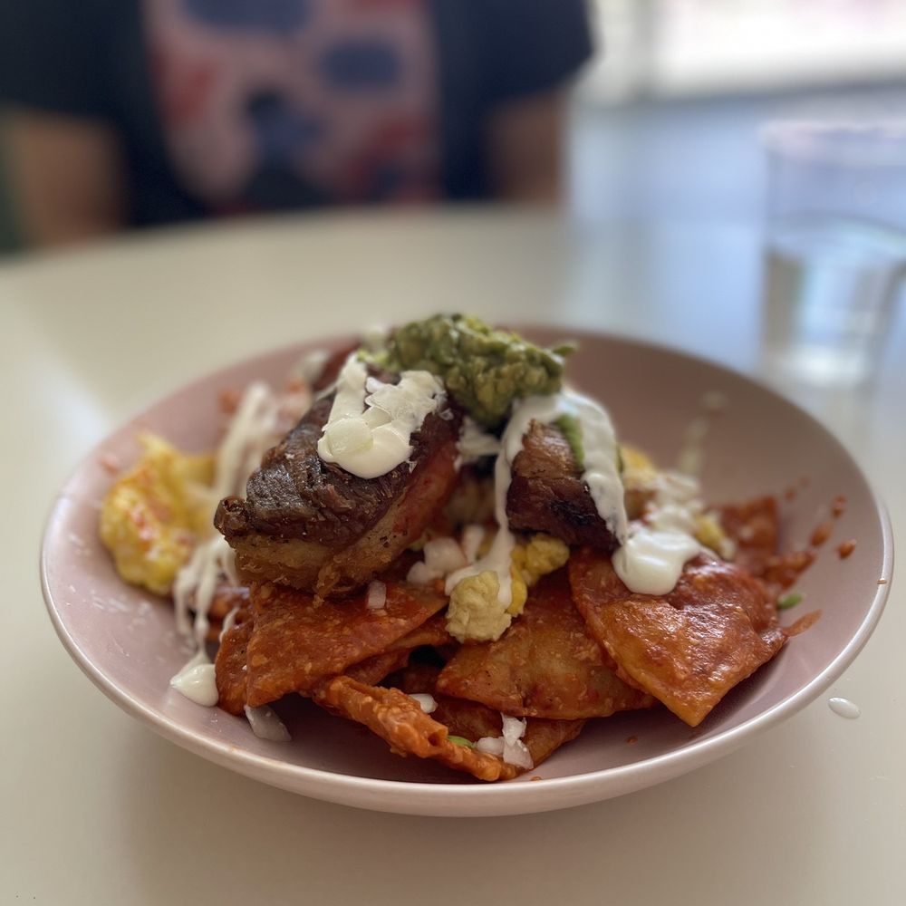 Chismosa Cafe - Chismosa Chilaquiles with pork belly - New Mexican Cuisine Near Me - Covina, California Chismosa Cafe - Chismosa Chilaquiles with pork belly - New Mexican Cuisine Near Me - Covina, California