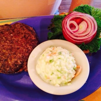Over Easy Cafe - Burger with side of slaw - Breakfast & Brunch Near Me - Sanibel, Florida Over Easy Cafe - Burger with side of slaw - Breakfast & Brunch Near Me - Sanibel, Florida