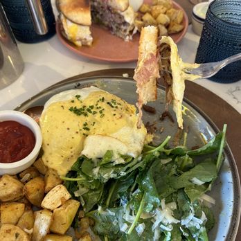 Native + Nomad - Cuban Benedict and Breakfast Burger in the back ground. - Gluten-Free Near Me - El Dorado Hills, California Native + Nomad - Cuban Benedict and Breakfast Burger in the back ground. - Gluten-Free Near Me - El Dorado Hills, California