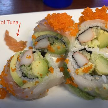 Hiro Sushi And Steakhouse - Sliver of Tuna anyone. Was supposed to be Tuna, Salmon and Whitefish. All we got was whitefish - Sushi Bars Near Me - Petoskey, Michigan
