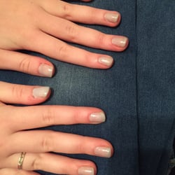 California Nails - A terrible gel manicure. Baffled they let her leave looking like this