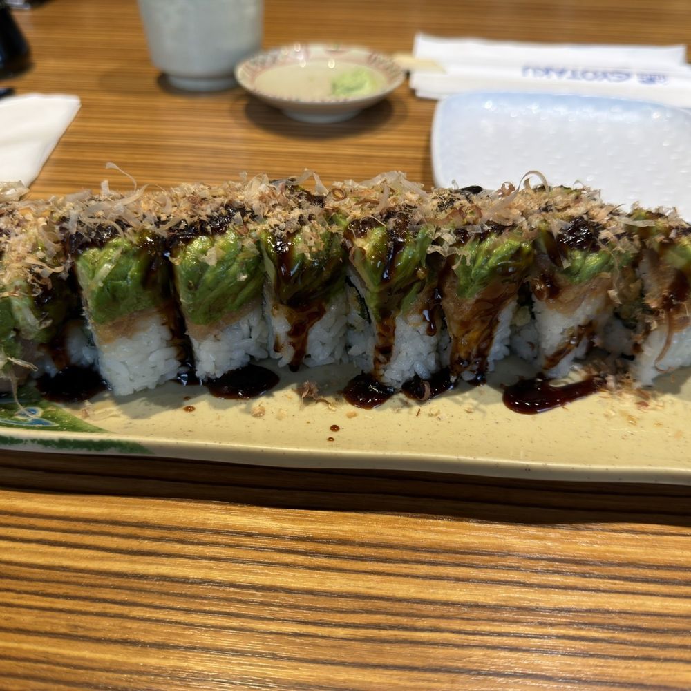 Gyotaku - House specialty sushi Godzilla Roll - Japanese Near Me - Honolulu, Hawaii Gyotaku - House specialty sushi Godzilla Roll - Japanese Near Me - Honolulu, Hawaii