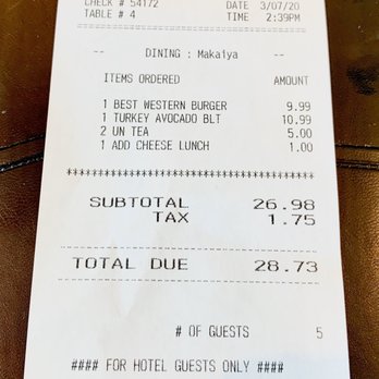 Seascape Restaurant - the receipt for the restaurant - Breakfast & Brunch Near Me - New Smyrna Beach, Florida