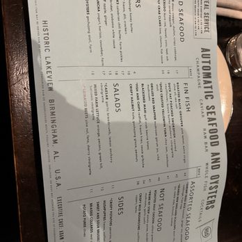 Automatic Seafood and Oysters - Dinner menu - Seafood Near Me - Birmingham, Alabama Automatic Seafood and Oysters - Dinner menu - Seafood Near Me - Birmingham, Alabama