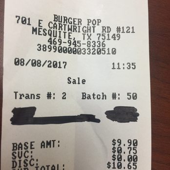 Burger Pop - 75 cents to use a credit card! - Burgers Near Me - Mesquite, Texas Burger Pop - 75 cents to use a credit card! - Burgers Near Me - Mesquite, Texas