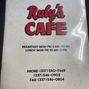 Ruby’s Cafe - the menu for ruby's cafe - Southern Near Me - Eunice, Louisiana