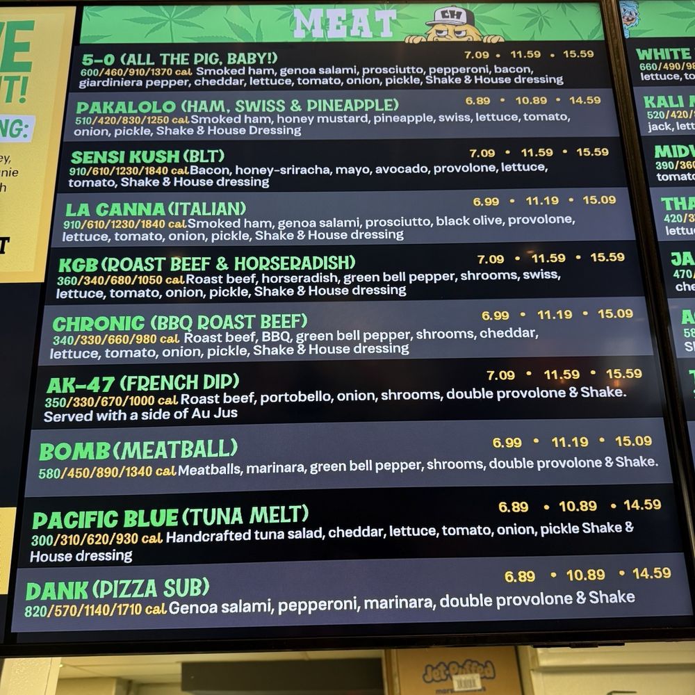 Cheba Hut Toasted Subs - Meat Menu - Bars Near Me - Austin, Texas