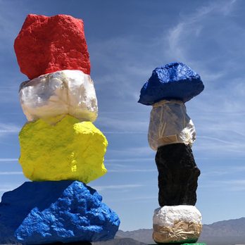 Seven Magic Mountains - Getting touched up - Public Art Near Me - Las Vegas, Nevada