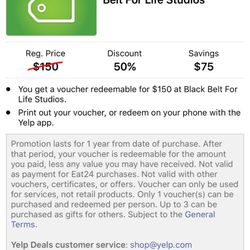 Black Belt For Life Studios - Yelp offer