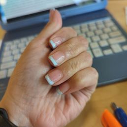 Blue with silver lining French tip