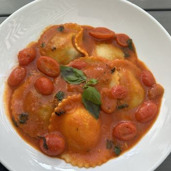 Doppio Zero Campbell - Vegan ravioli - layers of spinach in gluten free pasta with a red sauce - Italian Near Me - Campbell, California Doppio Zero Campbell - Vegan ravioli - layers of spinach in gluten free pasta with a red sauce - Italian Near Me - Campbell, California