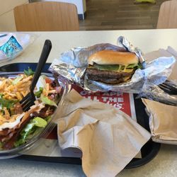 Wendy's - Dave's Double, and a Cobb salad.