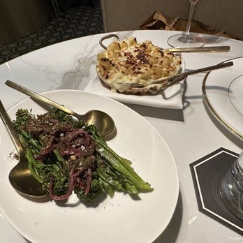 Prime + Proper - za'atar & sumac onions with grilled broccolini and the glorious mac & cheese. - Steakhouses Near Me - Detroit, Michigan Prime + Proper - za'atar & sumac onions with grilled broccolini and the glorious mac & cheese. - Steakhouses Near Me - Detroit, Michigan