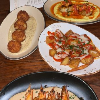 Plates Restaurant & Bar - Garlic shrimp, shrimp croquettes, Patatas Bravas, and Seared Scallops - Seafood Near Me - New Orleans, Louisiana Plates Restaurant & Bar - Garlic shrimp, shrimp croquettes, Patatas Bravas, and Seared Scallops - Seafood Near Me - New Orleans, Louisiana