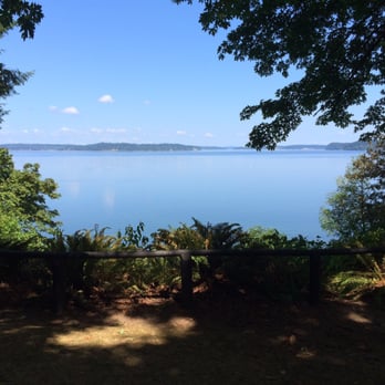 Tolmie State Park - A overlook of the sound from one of the picnic areas, also with several benches for an educational spot - Parks Near Me - Olympia, Washington