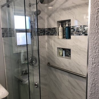 CRS Builders - Shower showing huge rain shower head.  Dreamy! - General Contractors Near Me - San Diego, California