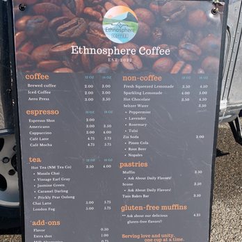 Ethnosphere Coffee - Menu - Coffee & Tea Near Me - Albuquerque, New Mexico