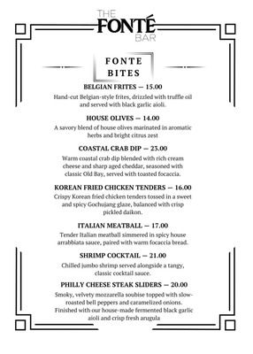 Menu photo 4 The Fonté Bar Seattle, WA Menu photo 4 The Fonté Bar Seattle, WA