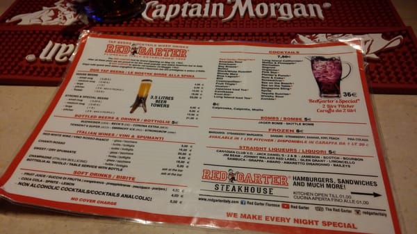 Menu photo 4 Red Garter Florence, FI
