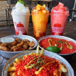 Zero Degrees - Zero's Appetizer menu include XXTRA Flamin' Hot Cheetos Fries / Elotes, Popcorn Chicken with a selection of signature fruit slushes.
