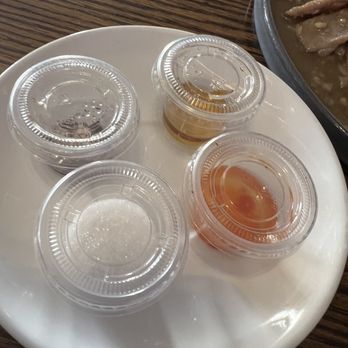 Bangkok Bistro - Spices/sauces that came with Rad Na. Most places you have to ask for it. - Thai Near Me - Fort Wayne, Indiana Bangkok Bistro - Spices/sauces that came with Rad Na. Most places you have to ask for it. - Thai Near Me - Fort Wayne, Indiana