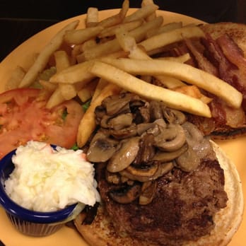 George's - Mushroom bacon burger. A little over cooked. - American Near Me - New York, New York
