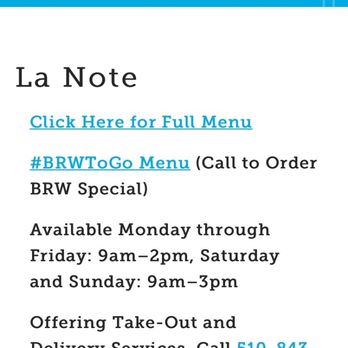 La Note - The menu is online, with hours and their menu available to see - French Near Me - Berkeley, California