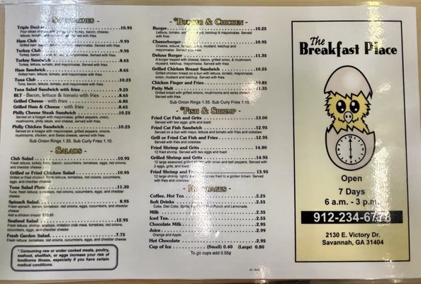 Menu photo 2 The Breakfast Place Savannah, GA