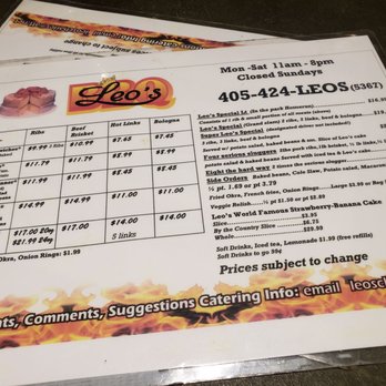 Leo's Barbeque - Menu - American Near Me - Oklahoma City, Oklahoma