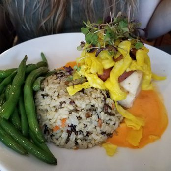 The Gafford - Swordfish, wild rice, smoked sausage, pickled cabbage, green beans. Fish lacking flavor, pickled cabbage delicious. - Salad Near Me - Stuart, Florida The Gafford - Swordfish, wild rice, smoked sausage, pickled cabbage, green beans. Fish lacking flavor, pickled cabbage delicious. - Salad Near Me - Stuart, Florida