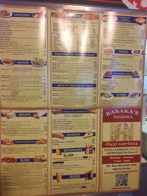 Menu photo 1 Babaka's Pizzeria North Myrtle Beach, SC Menu photo 1 Babaka's Pizzeria North Myrtle Beach, SC