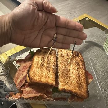 Corner Bakery Cafe - My hand to estimate size of BBLT - Cafes Near Me - Temecula, California