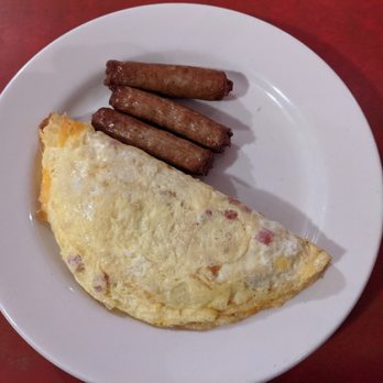 The Mecca Restaurant - Omelet and sausages at The Mecca Restaurant - Breakfast & Brunch Near Me - Raleigh, North Carolina
