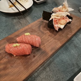 Sado - Bluefin tuna nigiri and king crab nigiri - Sushi Bars Near Me - St. Louis, Missouri