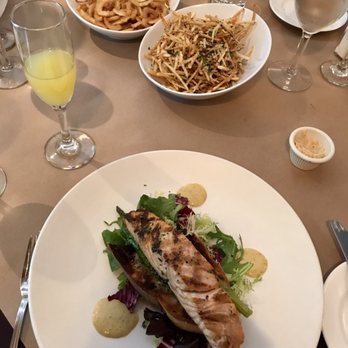 Thyme - Grilled Salmon, Truffle Fries (a must) & onion rings - New American Near Me - Roslyn, New York Thyme - Grilled Salmon, Truffle Fries (a must) & onion rings - New American Near Me - Roslyn, New York