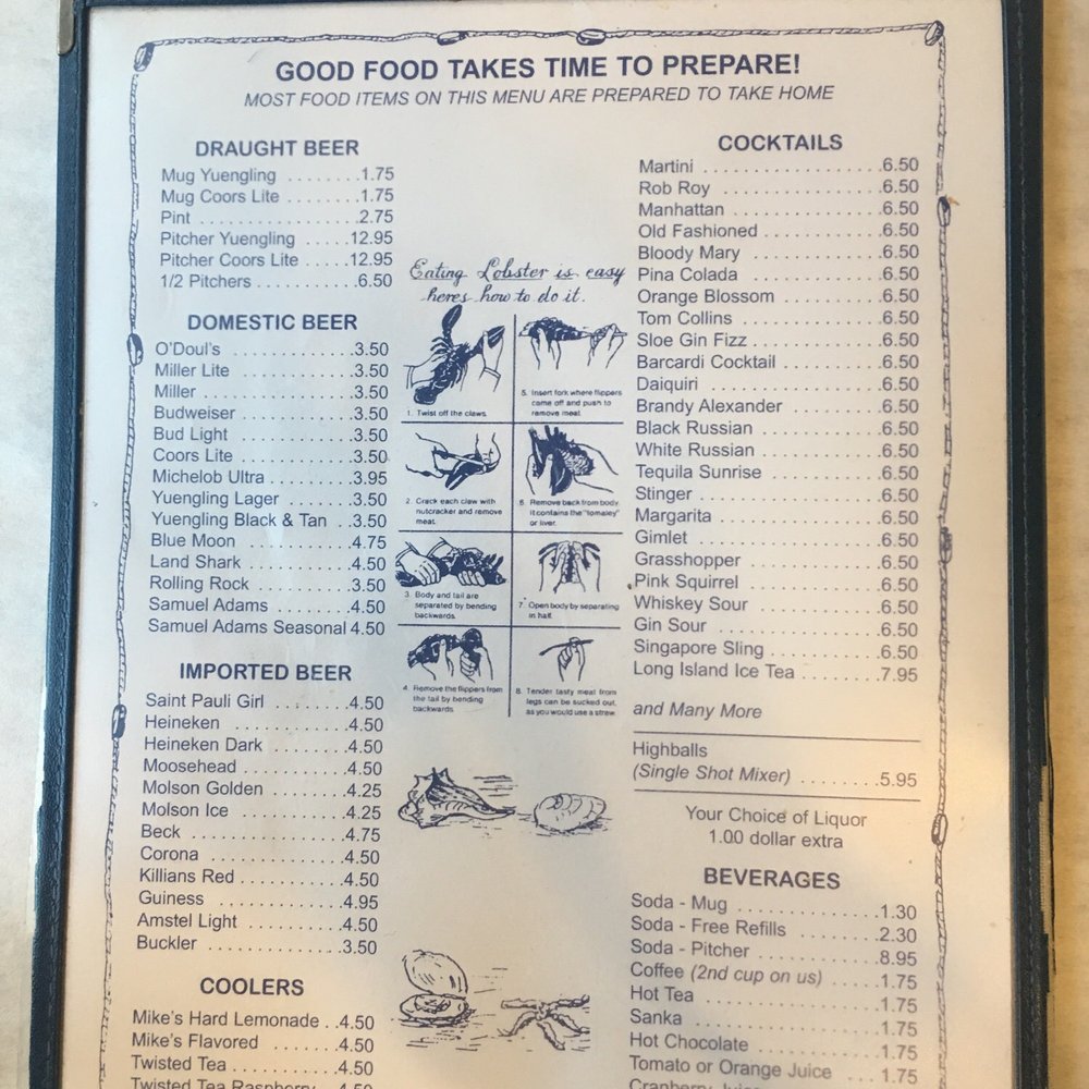 Under the Pier - Drinks menu - Yes they have Pink Squirrel! - Seafood Near Me - Levittown, Pennsylvania