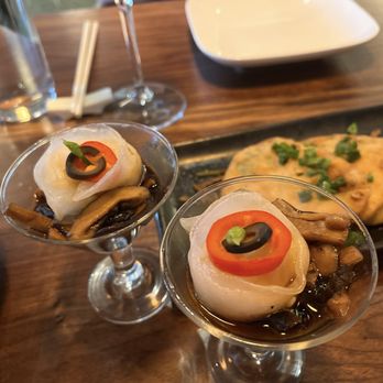 RedFarm - Lobster Dumplings w/ mushrooms underneath - Chinese Near Me - Austin, Texas RedFarm - Lobster Dumplings w/ mushrooms underneath - Chinese Near Me - Austin, Texas