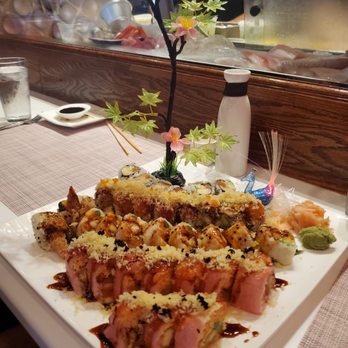 Kai's Sushi & Grill - Rolls from the closest to you in the picture: - Minnetonka roll  -ocean mist roll -my best friend roll  -Alaska roll - Sushi Bars Near Me - Chanhassen, Minnesota