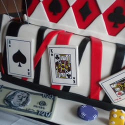 The Cake Diva Minneapolis - Casino cake with sugar cards, money, and poker chips.