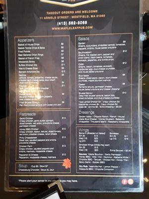 Menu photo 1 The Maple Leaf Pub Westfield, MA