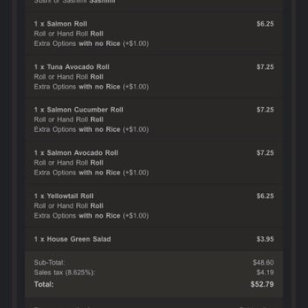Kabuki Japanese Cuisine - Shows they charged for yellowtail roll online - Japanese Near Me - Lindenhurst, New York