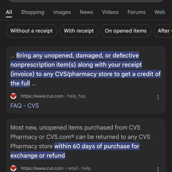 CVS Pharmacy - The refund policy - Pharmacy Near Me - NEW YORK, New York