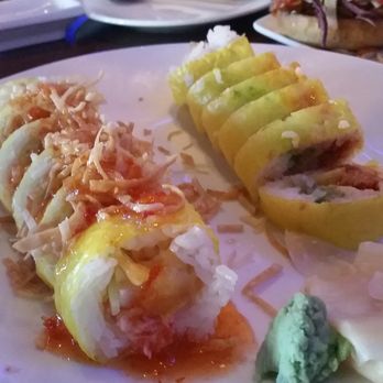 Kona Grill - El Paso - Wave roll and Yamaha roll ( the one with crispy wonton on top) - Sushi Bars Near Me - Paso, Texas Kona Grill - El Paso - Wave roll and Yamaha roll ( the one with crispy wonton on top) - Sushi Bars Near Me - Paso, Texas