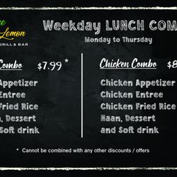 Lime & Lemon Fusion Grill & Bar - Our special weekday lunch combo