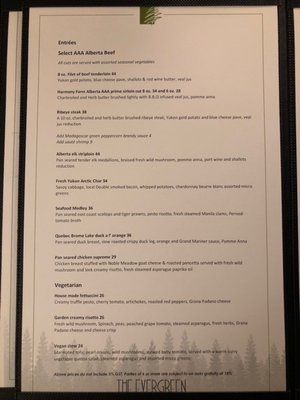 Menu photo 2 The Evergreen Restaurant and Lounge Banff, AB