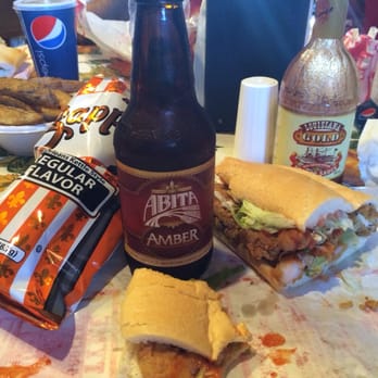 Olde Tyme Grocery - 1/2 Shrimp 1/2 Oyster Po Boy, bag o Zapp's and an Abita Amber. Lunch for a KING! - Grocery Near Me - Lafayette, Louisiana Olde Tyme Grocery - 1/2 Shrimp 1/2 Oyster Po Boy, bag o Zapp's and an Abita Amber. Lunch for a KING! - Grocery Near Me - Lafayette, Louisiana