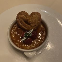 Vanilla Crème Brulee, Raspberry, Sable Cookie