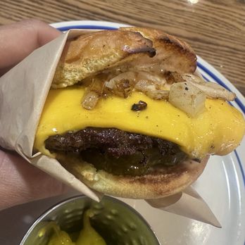 Bodega Smash Burgers - Single patty smash burger (has onions, pickles) - Burgers Near Me - Westminster, California