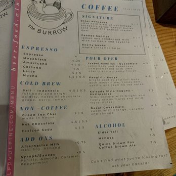 The Burrow - Coffe menu - Breakfast & Brunch Near Me - Lake Forest Park, Washington The Burrow - Coffe menu - Breakfast & Brunch Near Me - Lake Forest Park, Washington