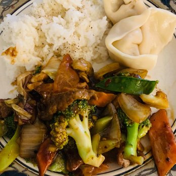 Little China - a plate of food with meat, broccoli, and dumplings - Chinese Near Me - Holmen, Wisconsin Little China - a plate of food with meat, broccoli, and dumplings - Chinese Near Me - Holmen, Wisconsin